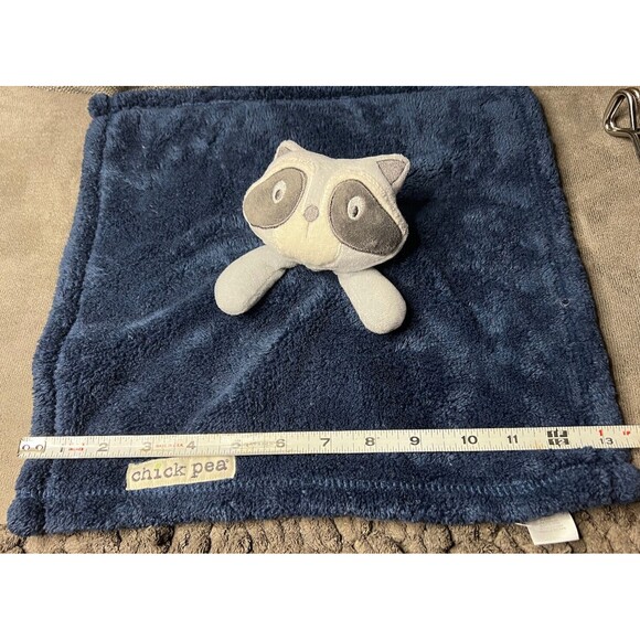 Chick Pea Raccoon Blue Gray Plush Sherpa Fleece Lovey Security Blanket Baby Toy - Picture 3 of 8
